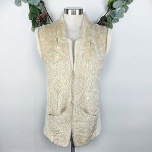 Vintage Jeffrey Monteiro Womens Sweater Vest S Wool Mohair Fur ivory 70s Cobain